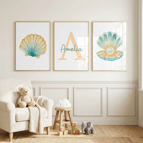 Teal Gold Coastal Name Set