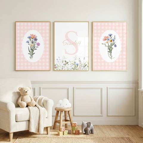 Pink Gingham Name Set