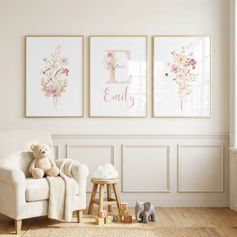 Burgundy Wildflower Name Set