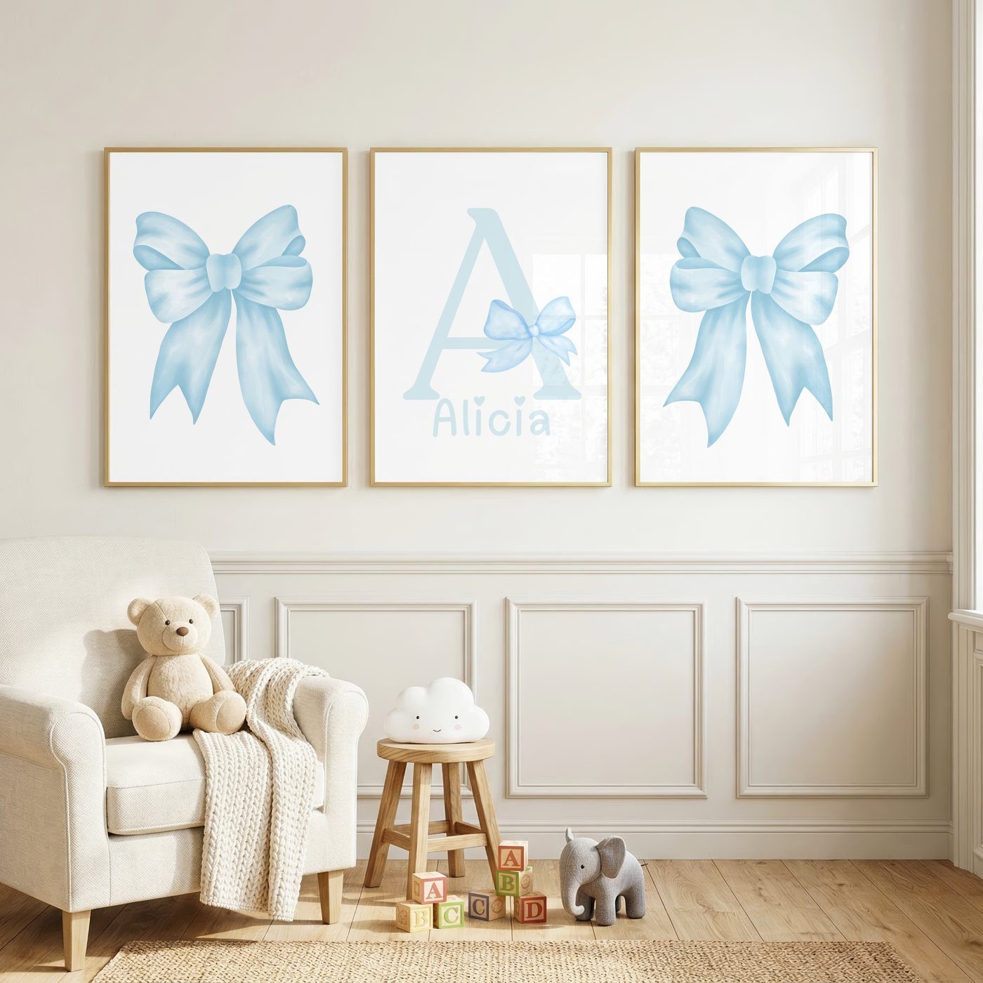 Baby Blue Bow Name Set bundle