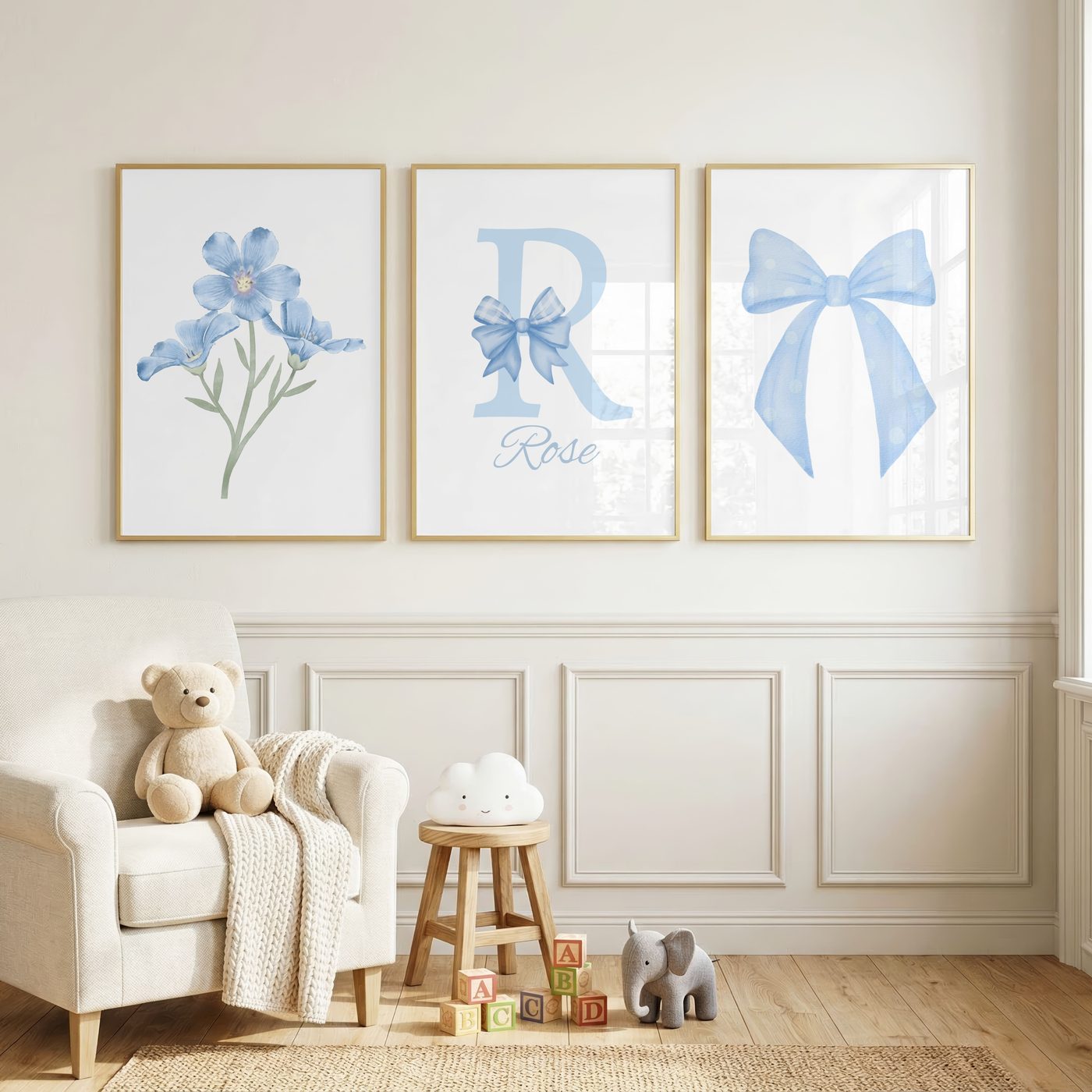 Powder Blue Bow Name Set bundle