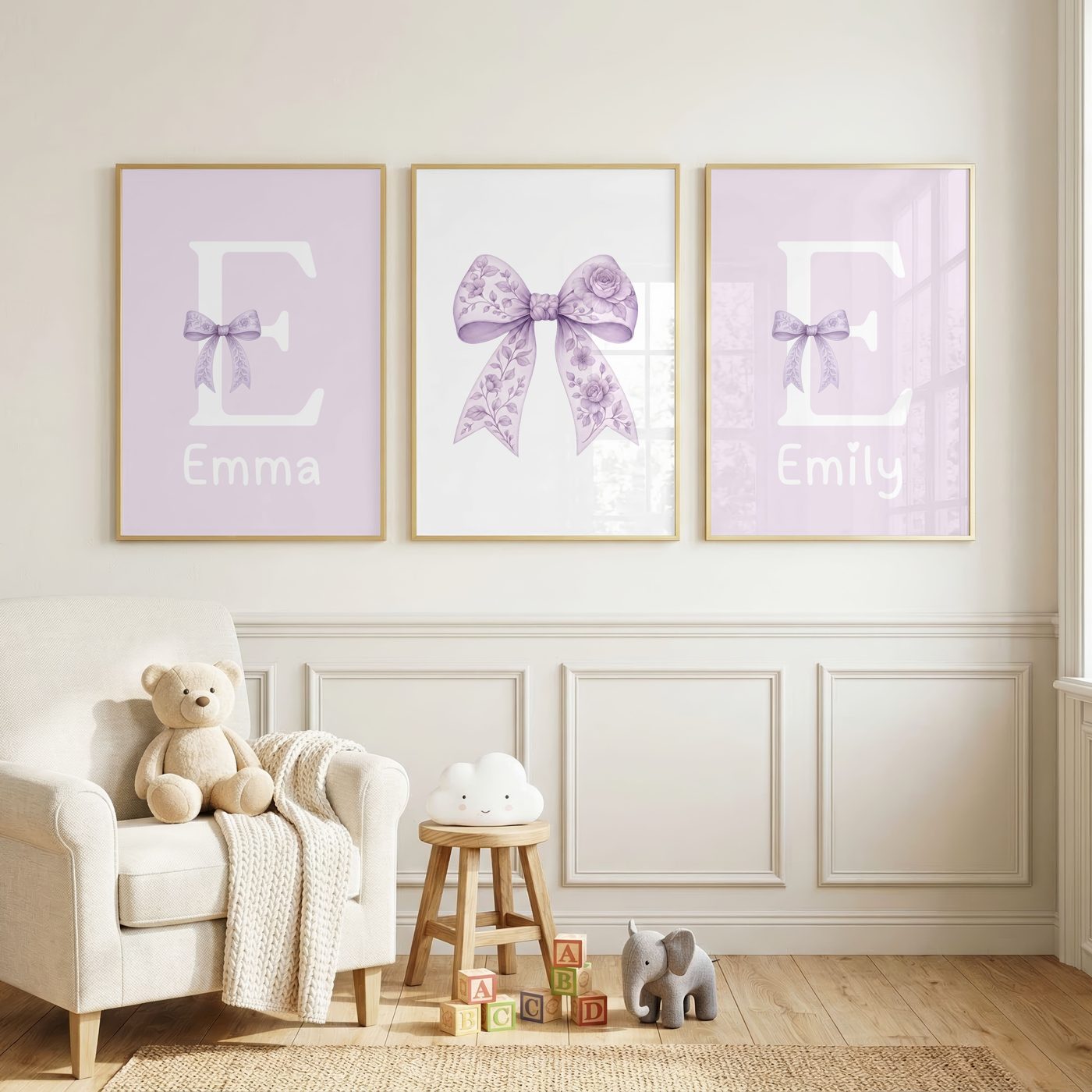 Lilac Bow Sisters Name Set bundle